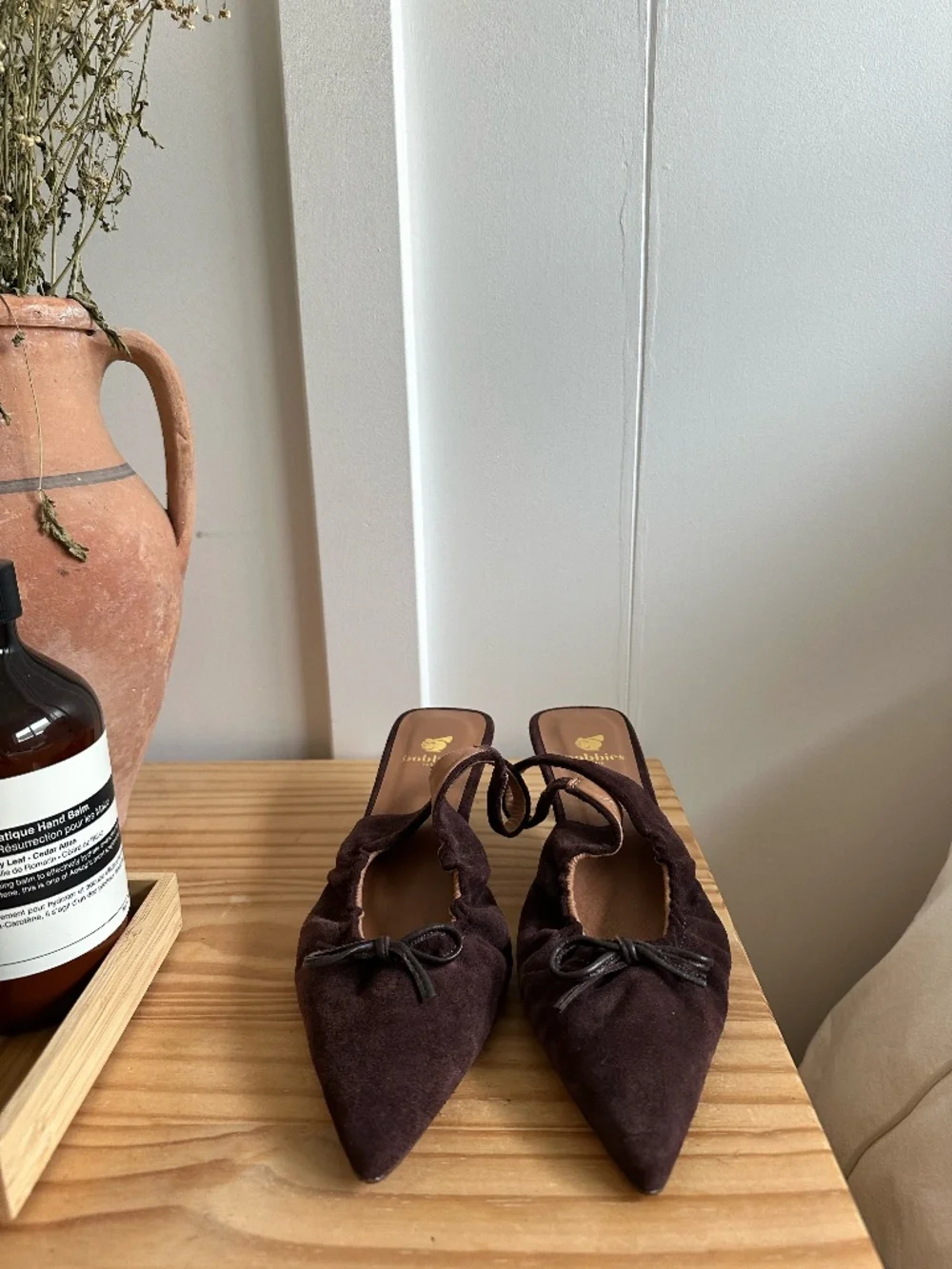 Bobbies brown suede slingbacks